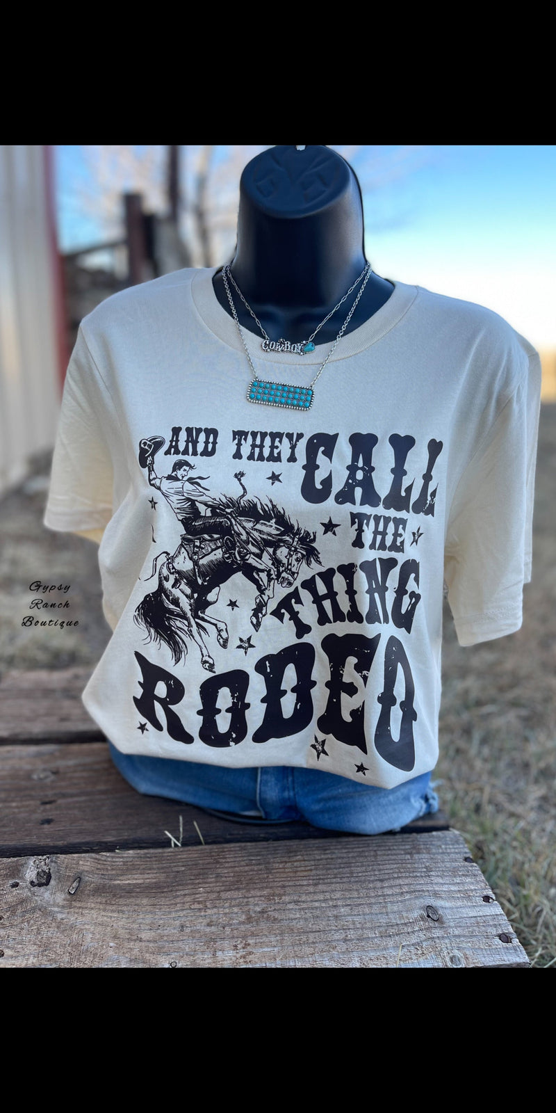 They Call the Thing Rodeo Tee on Cream - Also in Plus Size