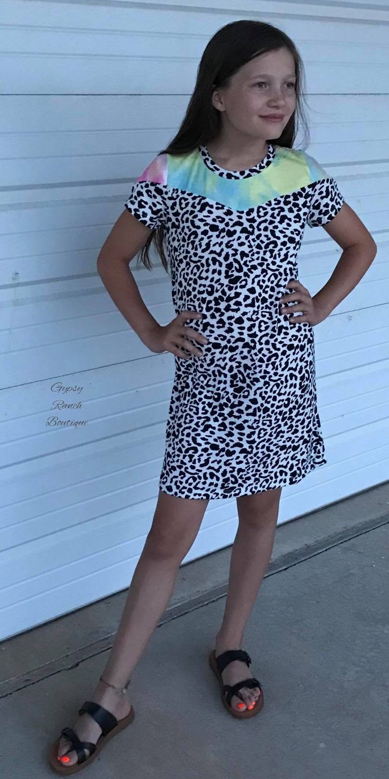 Kids It Takes Two Leopard Tye Dye Dress