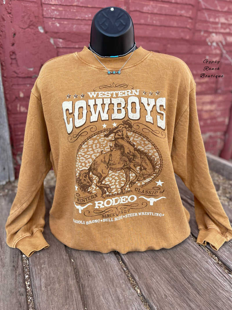 Western Cowboys Rodeo Sweatshirt Pullover Top - Also in Plus Size