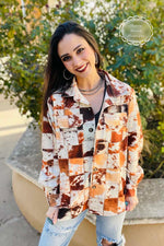 Patches on Patches Cow Shacket - Also in Plus Size