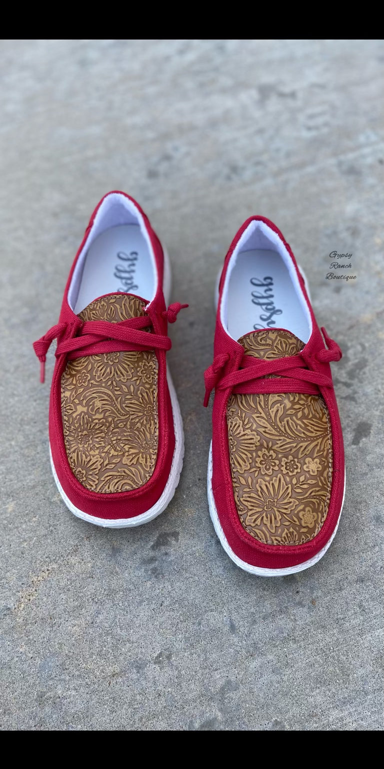 Red River Tooled Slip On Gypsy Jazz Shoes