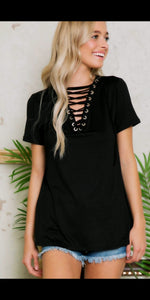 Broken Bow Black Criss Cross Top - Also in Plus Size