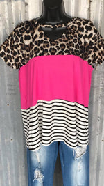 Palmview Leopard Stripe Top - Also in Plus Size