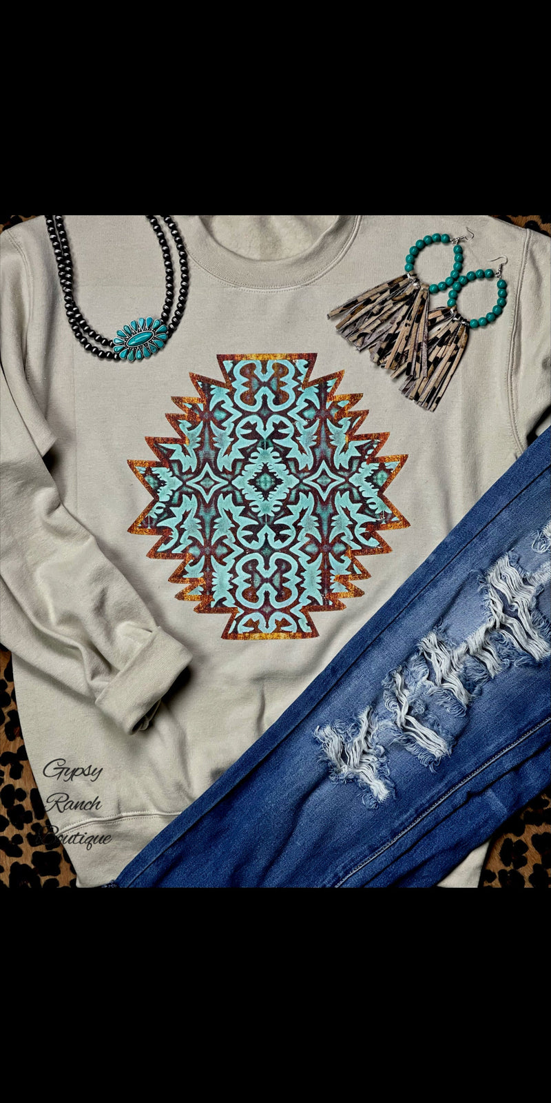 Diamond Tooled Leather Look Sweatshirt - Also in Plus Size