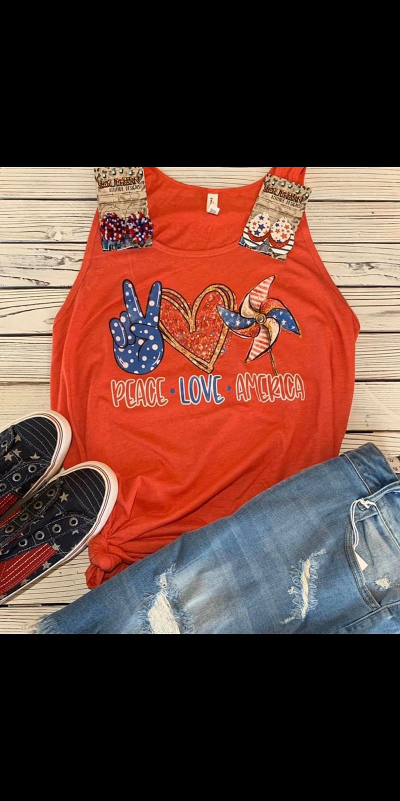 Peace Love America Tank Top - Also in Plus Size