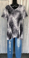 Lewisville Black Tye Dye Top - Also in Plus Size