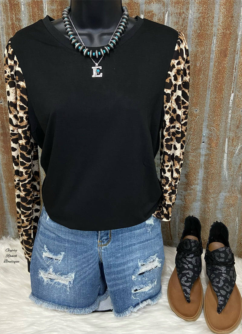 Brantley Black Leopard Pullover Top - Also in Plus Size