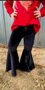 Kids Black Velour Bell Pants