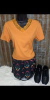 Very Fave Desert Mustard Lace V Neck Top - Also in Plus Size