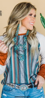 Backroads Barbed Wire Serape Top - Also in Plus Size