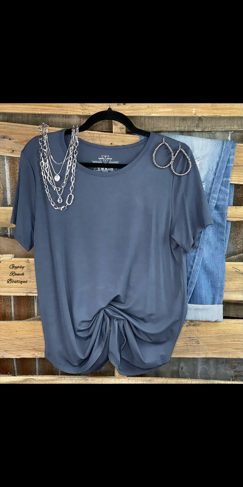 Just Right Navy Slate Top - Also in Plus Size