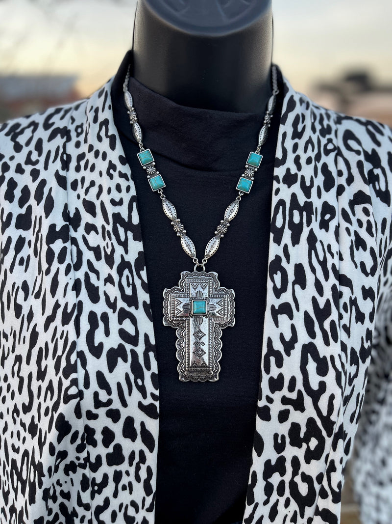 Athens Turquoise  Cross Necklace