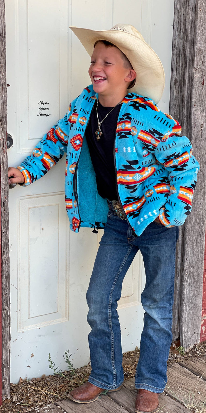 Diamond Rio Turquoise Kids & Adults Aztec Jacket SOFT & Warm