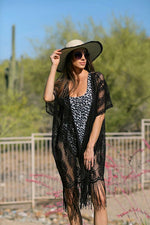 Sutton Black Coverup Kimono - Also in Plus Size