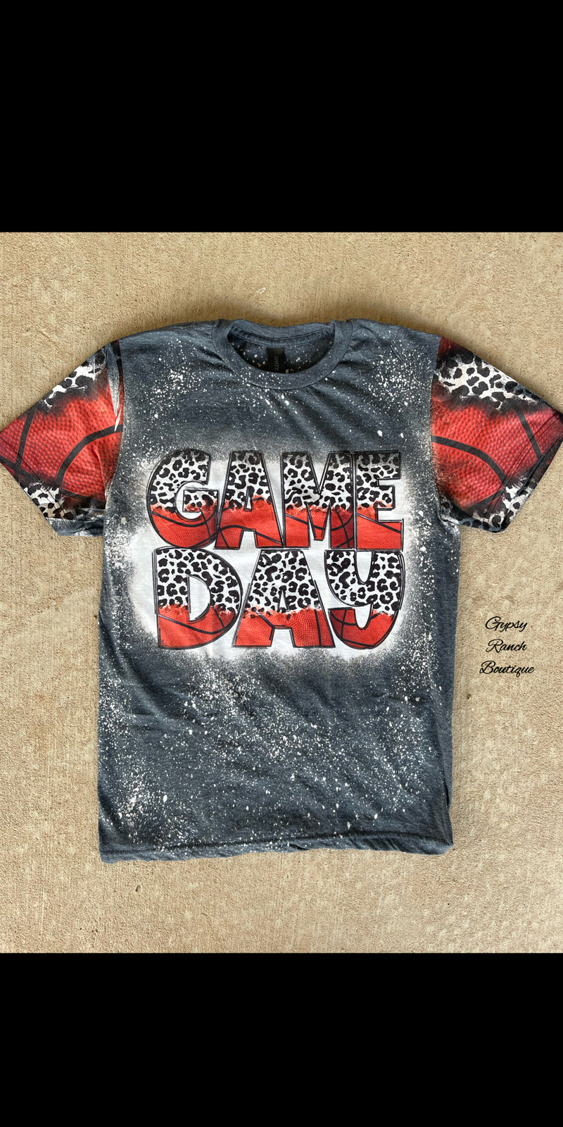 Basketball Game Day Bleached Top - Also in Plus Size