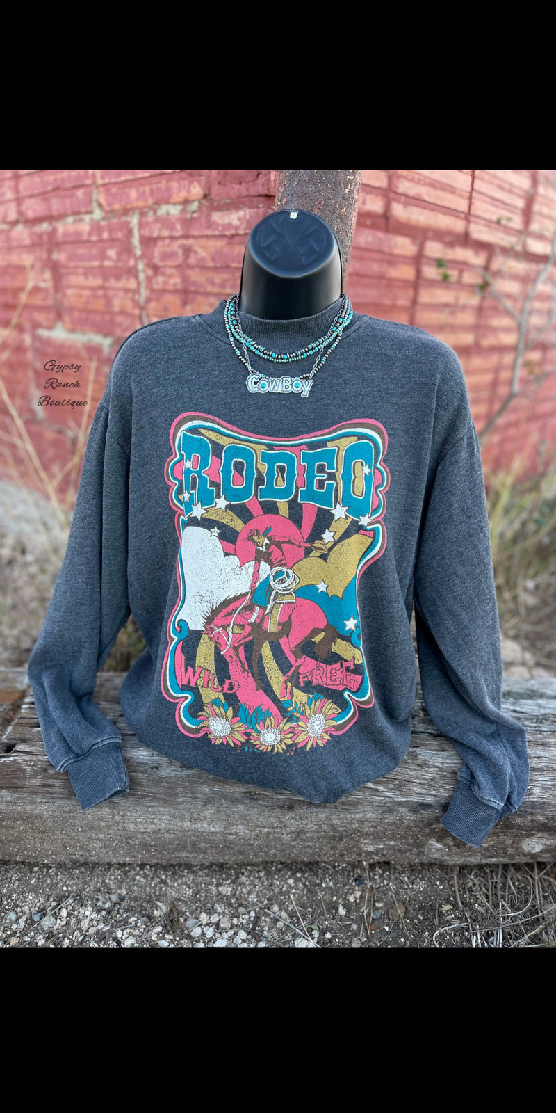 Rodeo Wild & Free Sweatshirt Pullover Top - Also in Plus Size