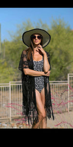 Sutton Black Coverup Kimono - Also in Plus Size