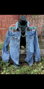 Ranchero Denim Tribal Longer Tunic Top Jacket - Also in Plus Size