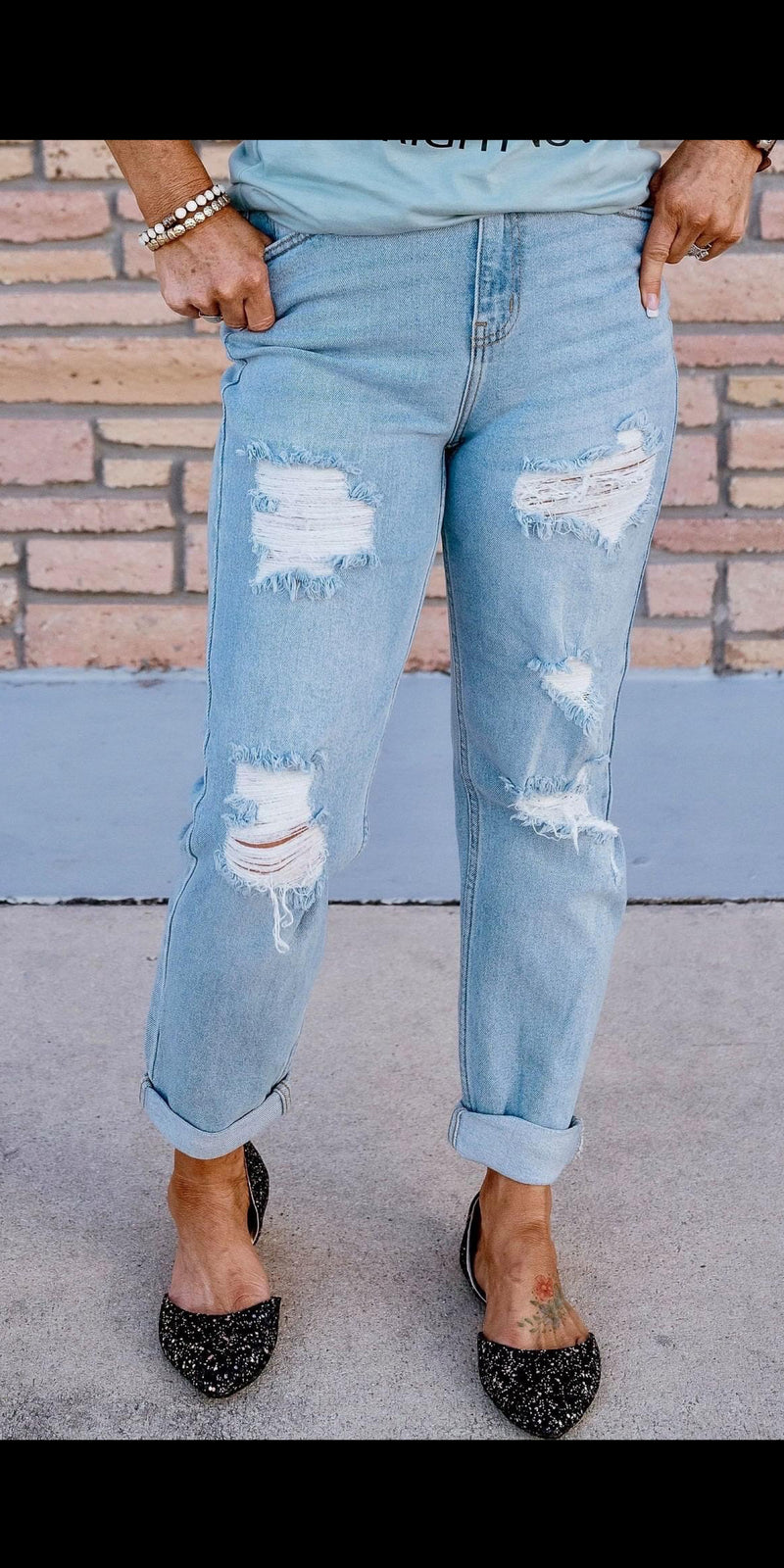 Lane Distressed Mom Jeans - Also in Plus Size