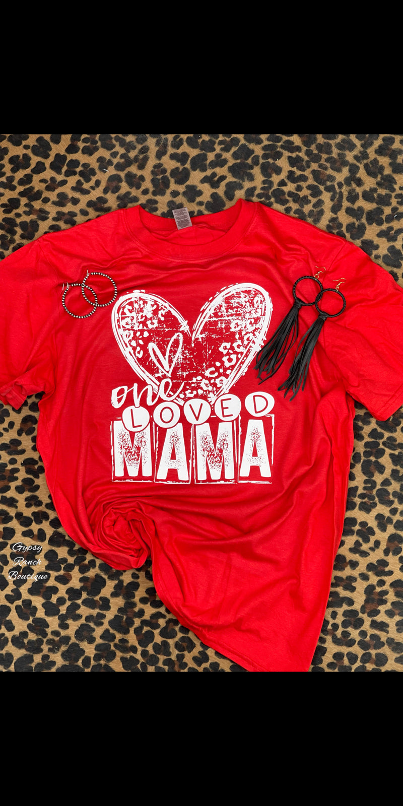 One Loved MAMA Leopard Red Tee - Also in Plus Size