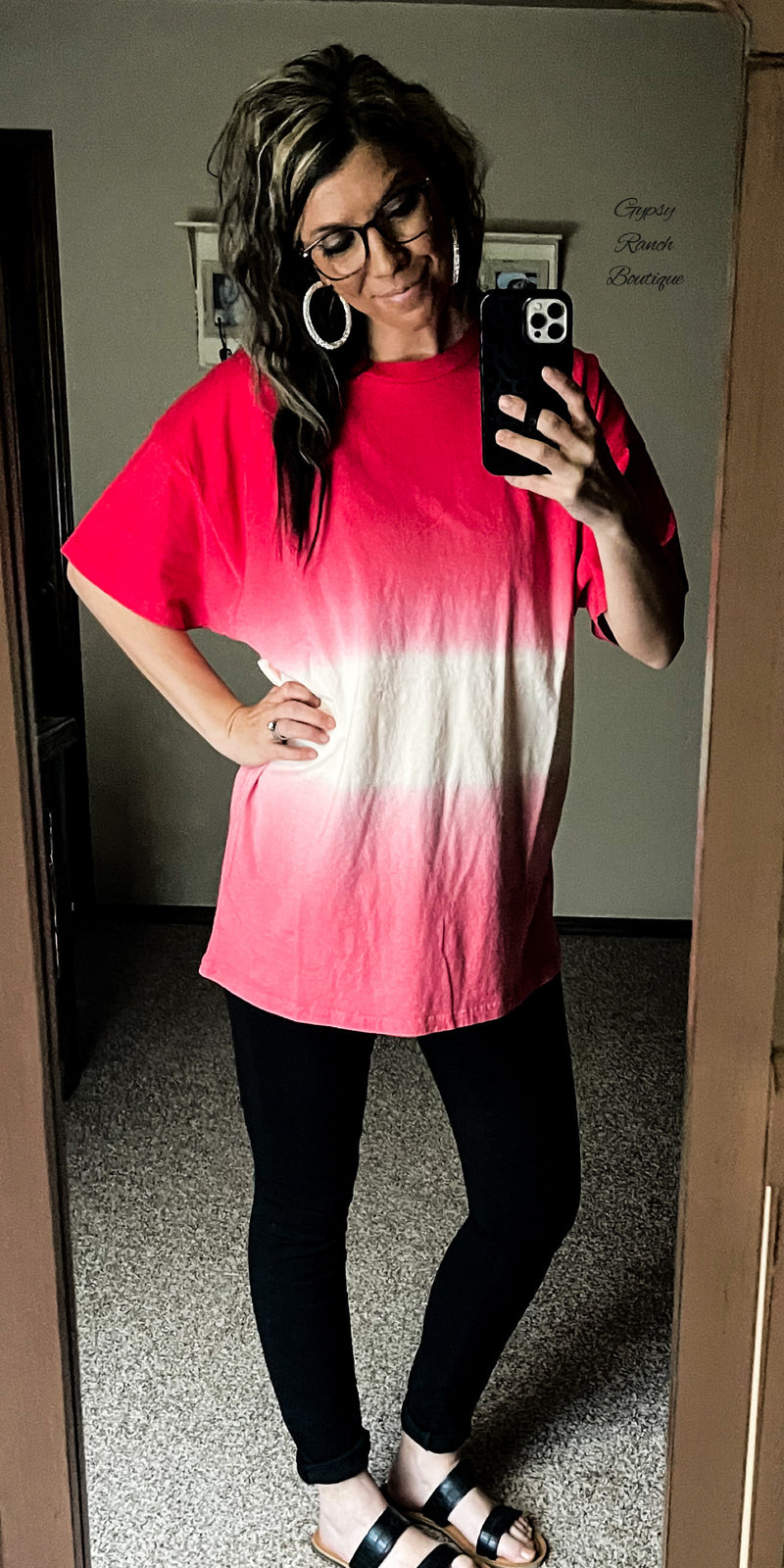 Ombre Perfection Red OverSized Top - Also in Plus Size