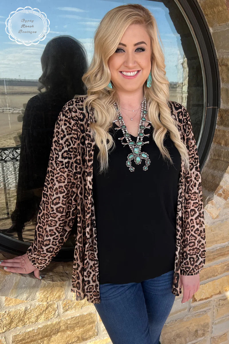 Mandalay Leopard Bubble Sleeve Kimono - Also in Plus Size