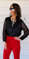 Downtown Black Sequin Top