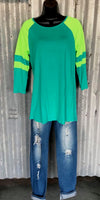 Purcee Turquoise Lime Top - Also in Plus Size