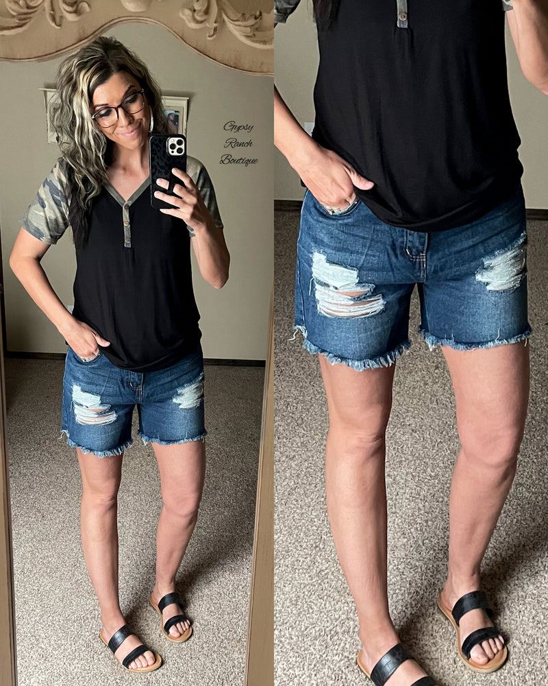 Dell City Distressed Denim Shorts