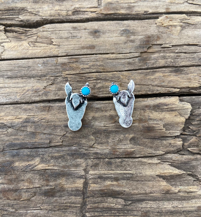 Roxy Horse Turquoise Stud Earrings