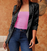 Nash Black Leopard Blazer Style Cardigan