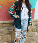Better Days Velvet Aztec Button Up Shacket Top