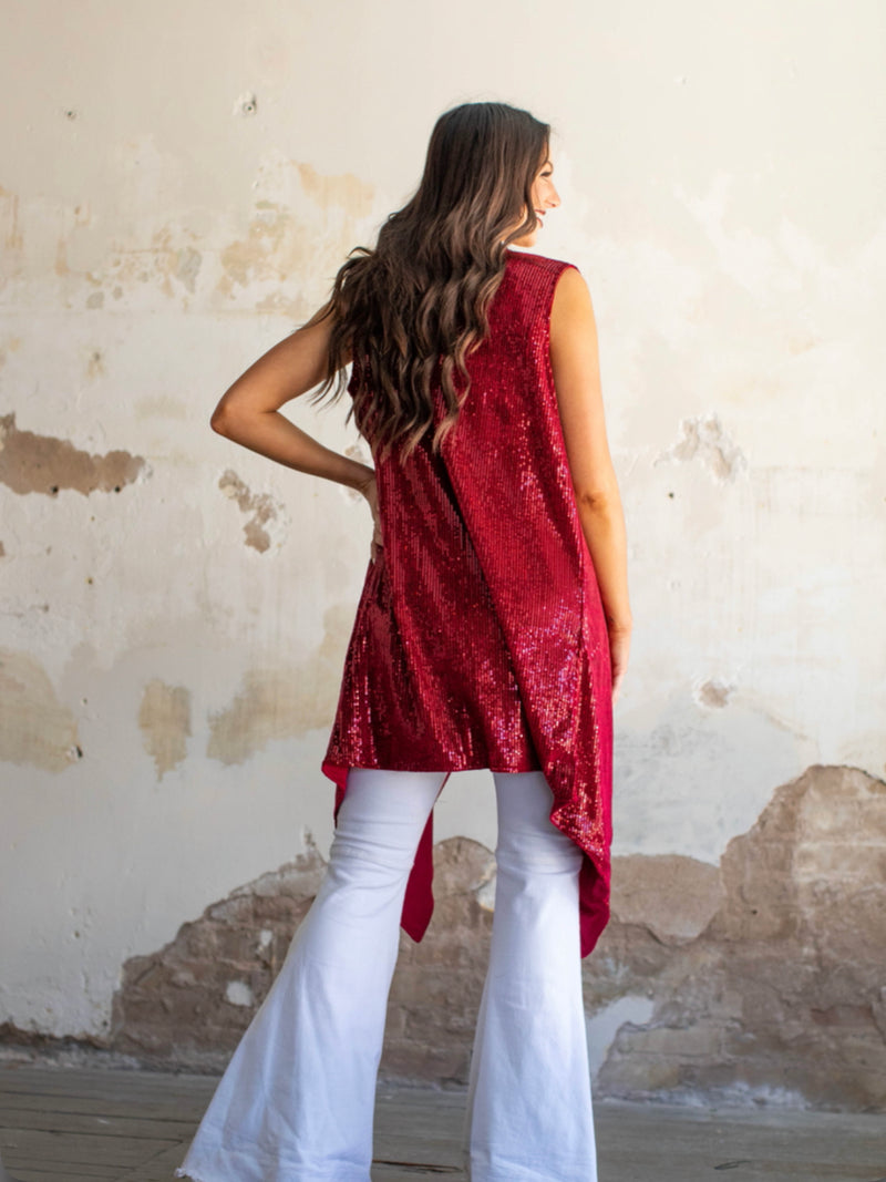 Tulsa Time Wine Sequin Vest-Also in Plus Size