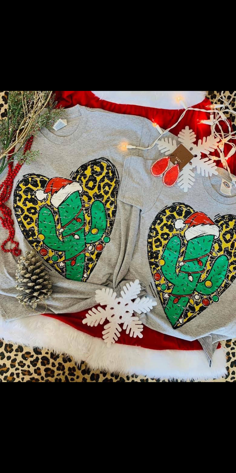 Christmas Heart Cactus Top - Also in Plus Size