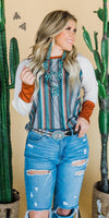 Backroads Barbed Wire Serape Top - Also in Plus Size