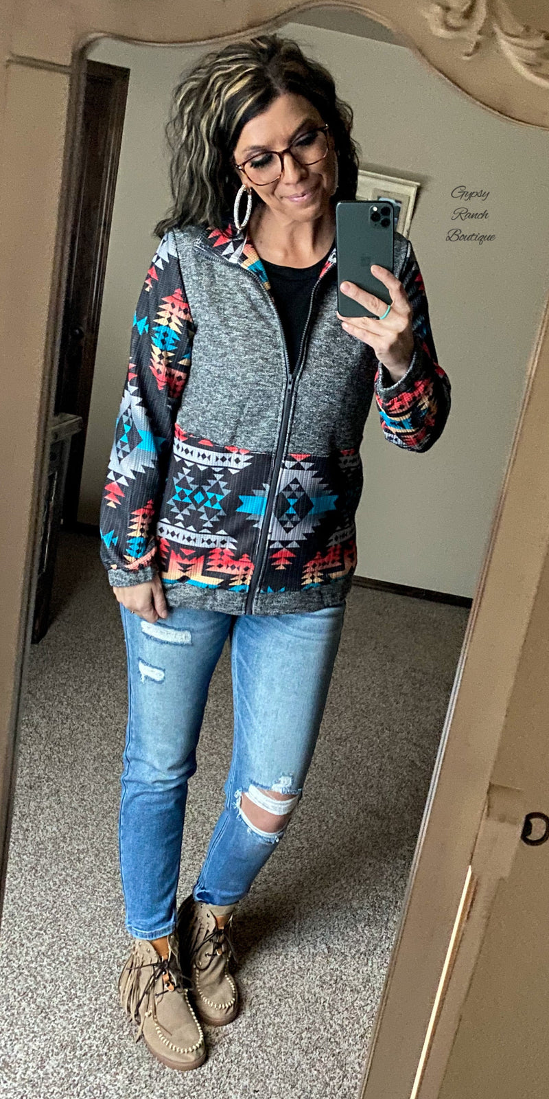 Jentry Tribal Zip Up Jacket - Also in Plus Size