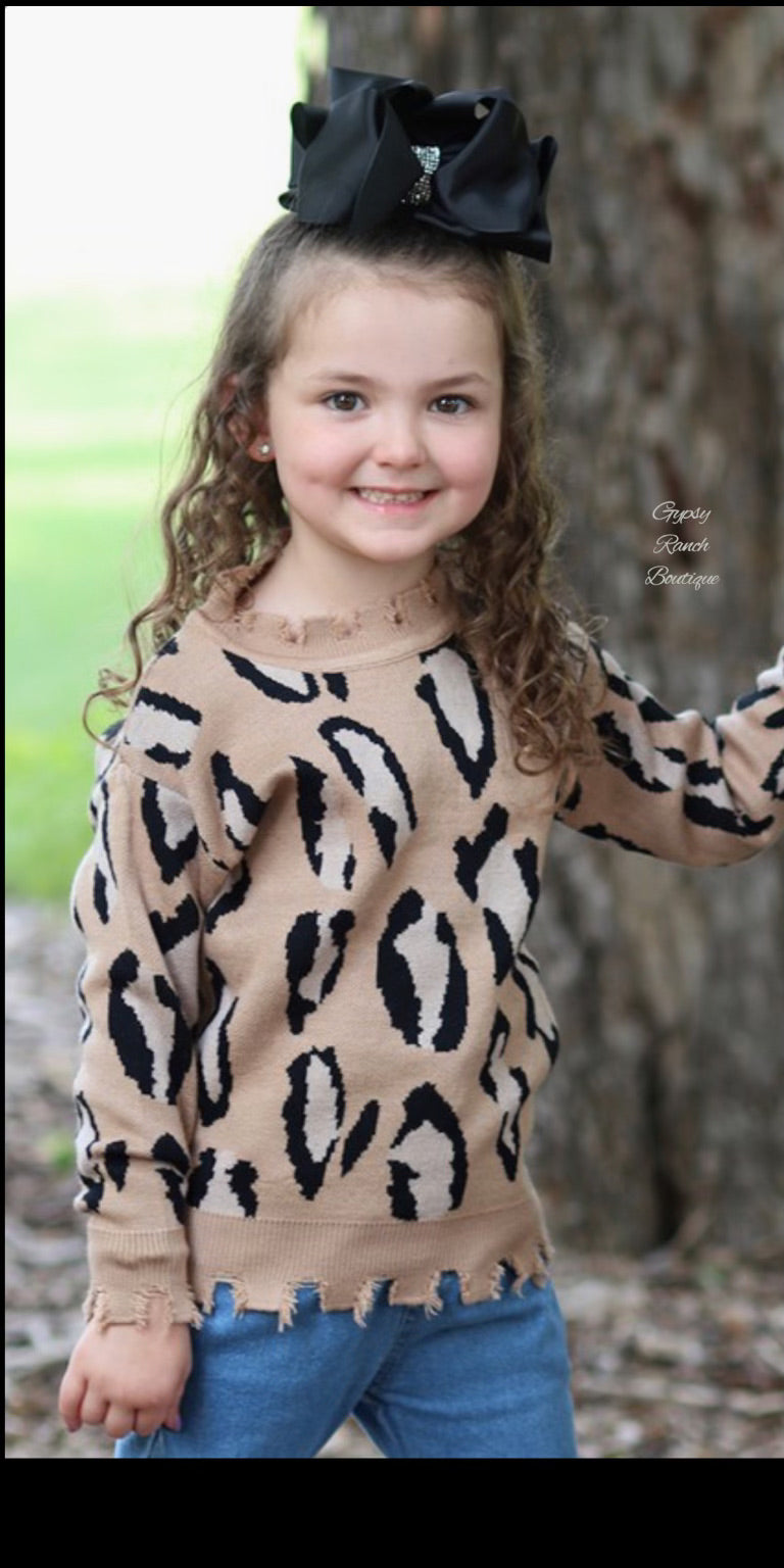 Charlotte Leopard Distressed Sweater Kids