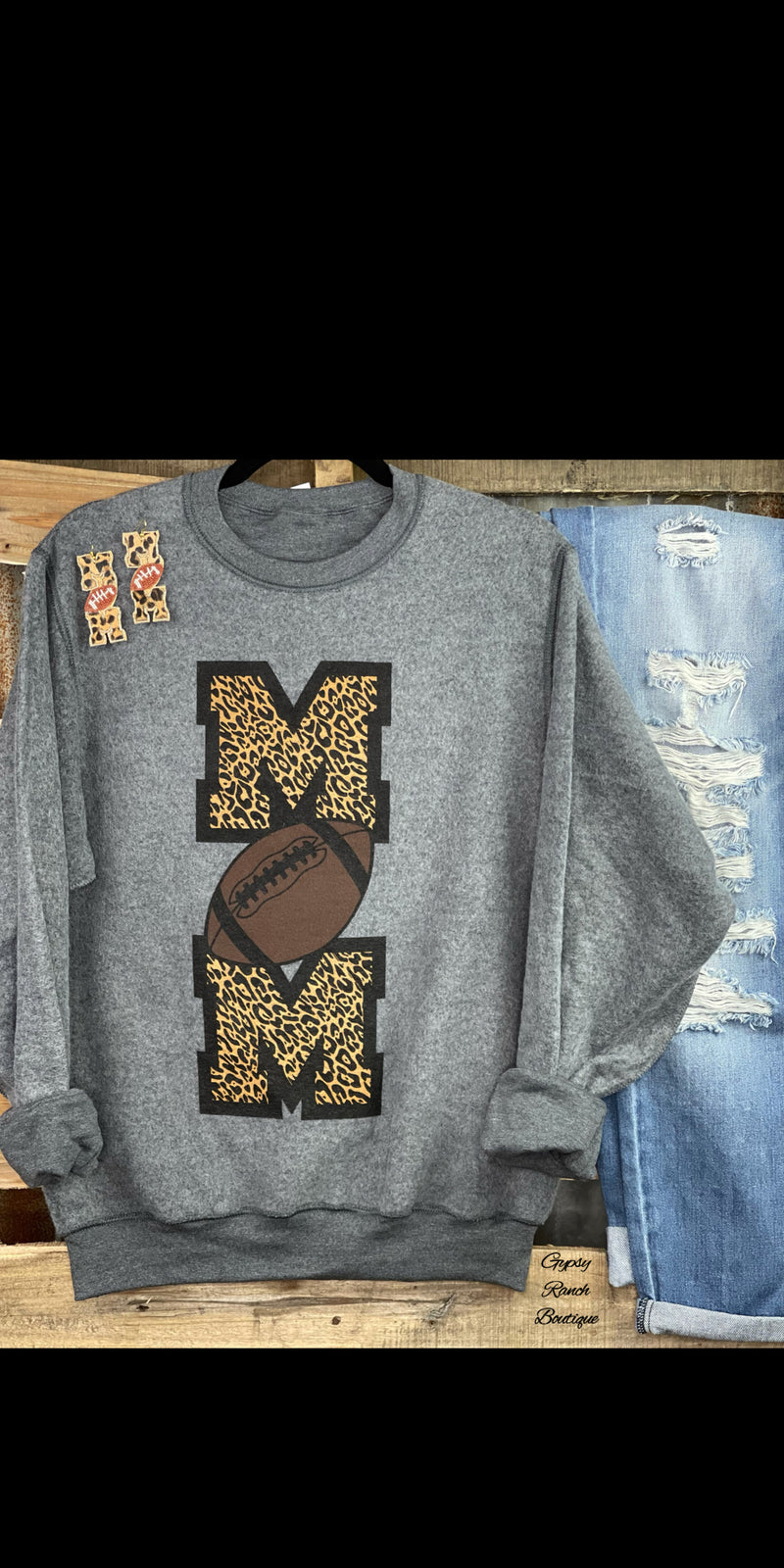 MAMA Leopard Football Inside Out Sweatshirt - Also in Plus Size