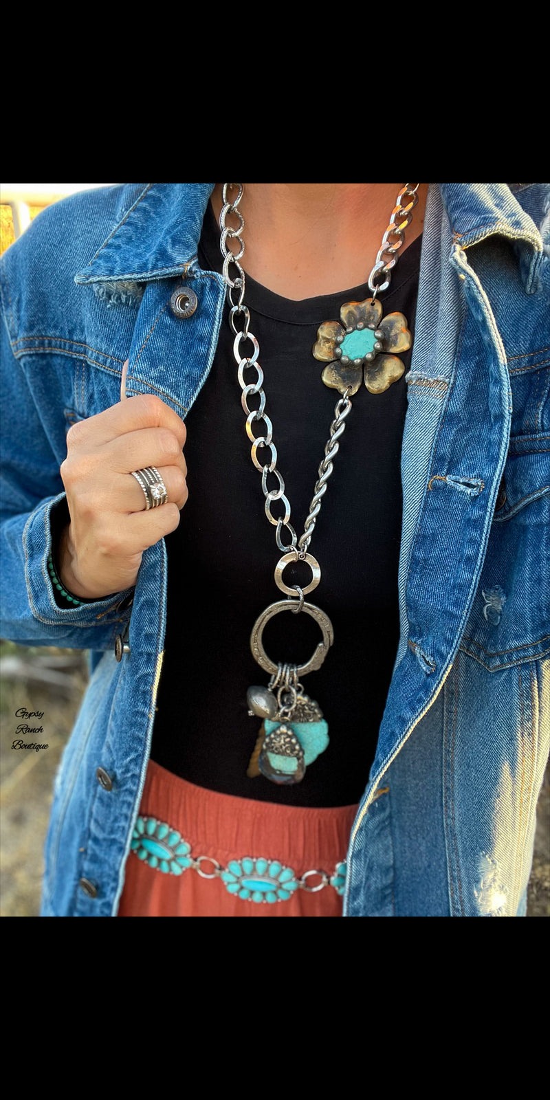 Floydada Flower Turquoise Statement Necklace