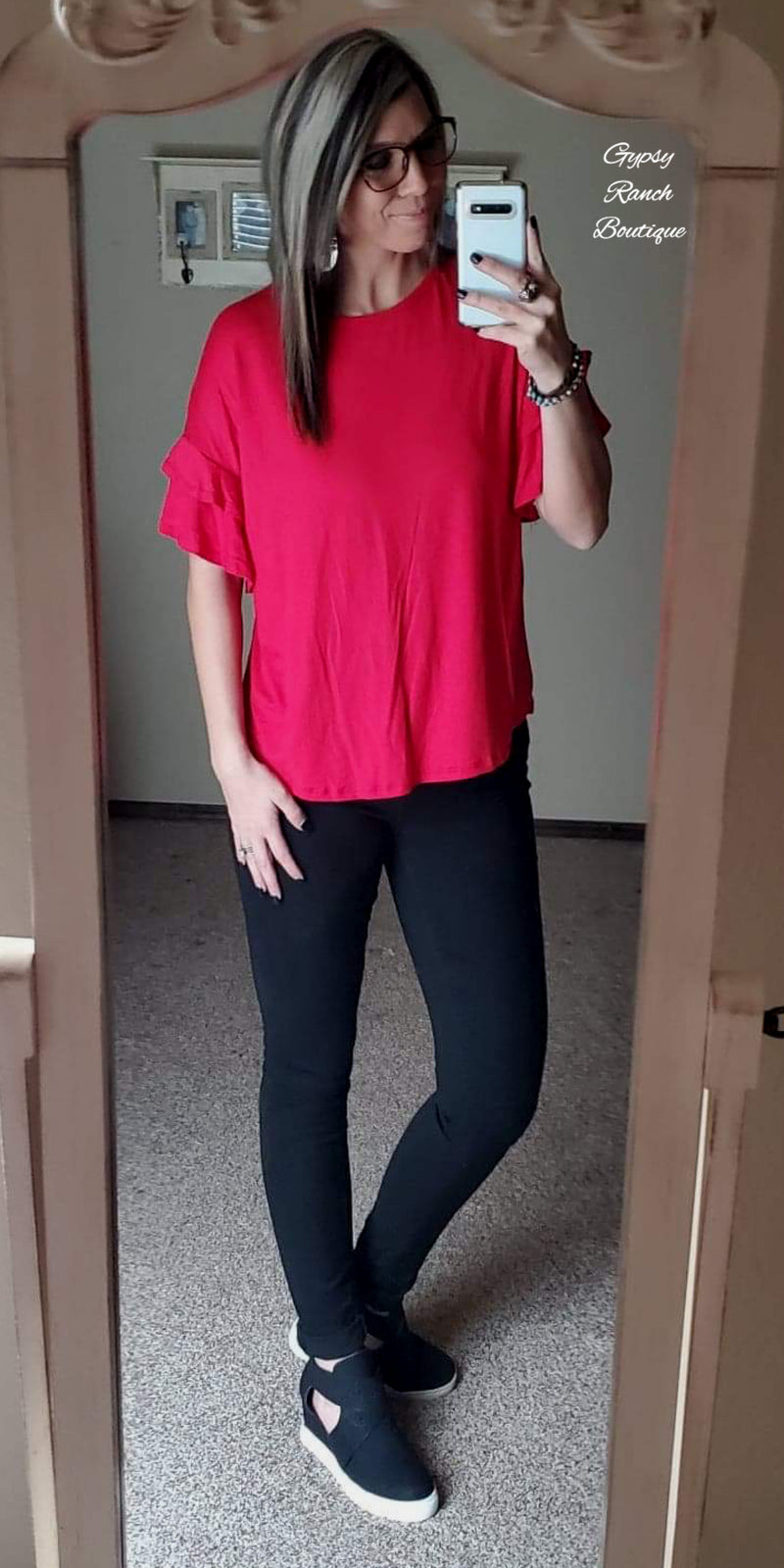 Lone Oak Red Top - Also in Plus Size