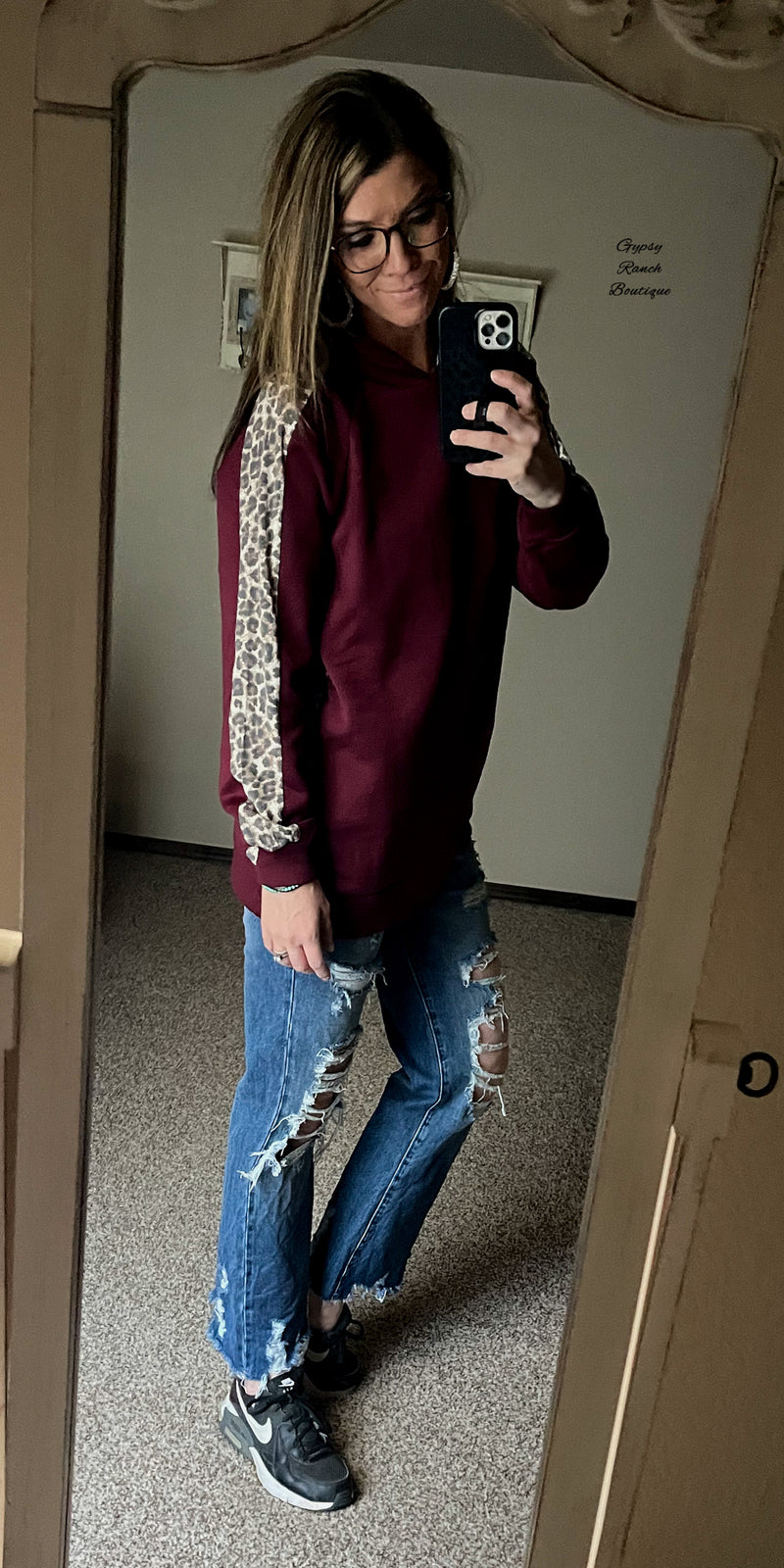 Ashton Burgundy Hoodie Top-Also in Plus Size