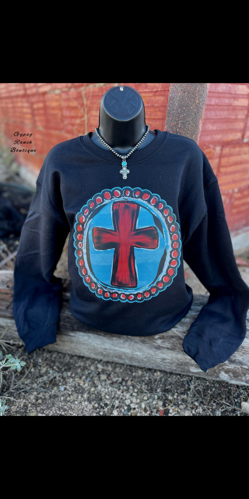 Holy Cross Black Sweatshirt - Also in Plus Size