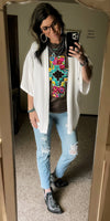 Sky Line White Linen Kimono - Also in Plus Size