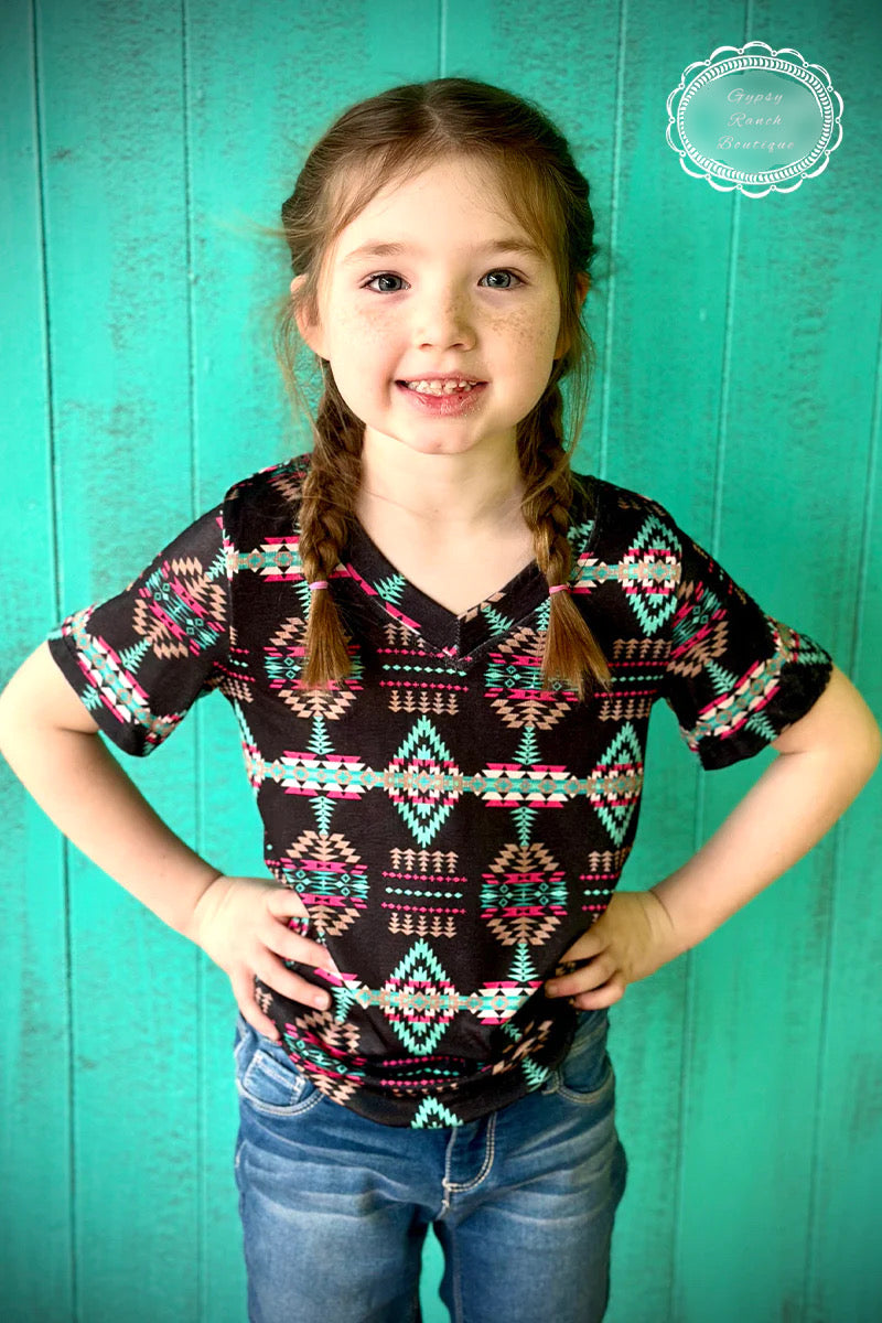 Morning Glory Aztec Top - Kids