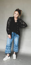 Aniston Black Lace Concho Button Up Top - Also in Plus Size
