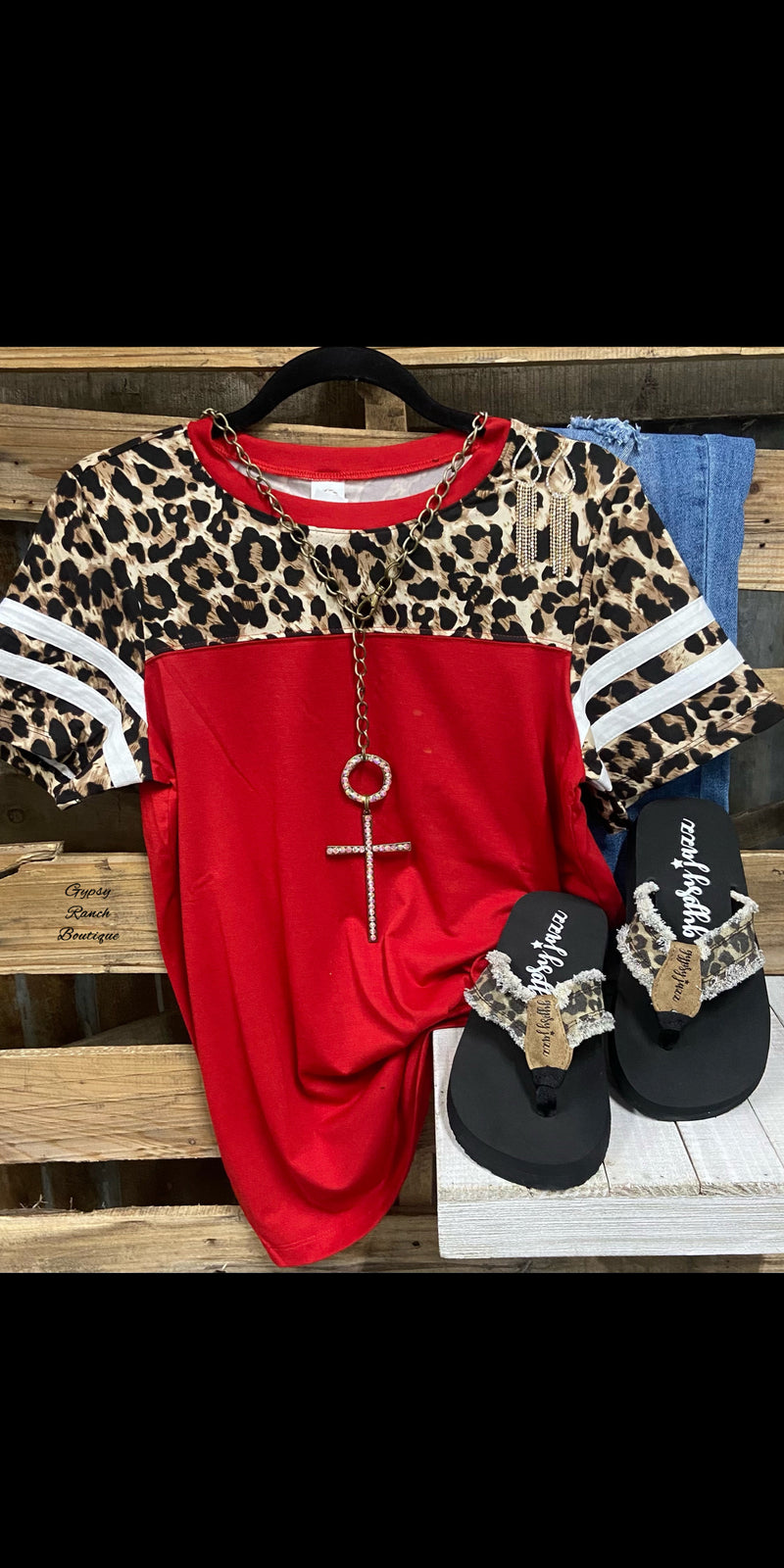 Kashlee Red Leopard Top - Also in Plus Size