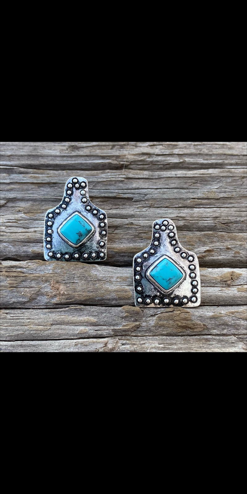 Stockyard Turquoise Ear Tags Stud Earrings