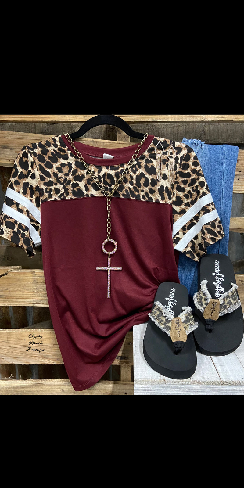 Nicole Burgundy Leopard Top - Also in Plus Size