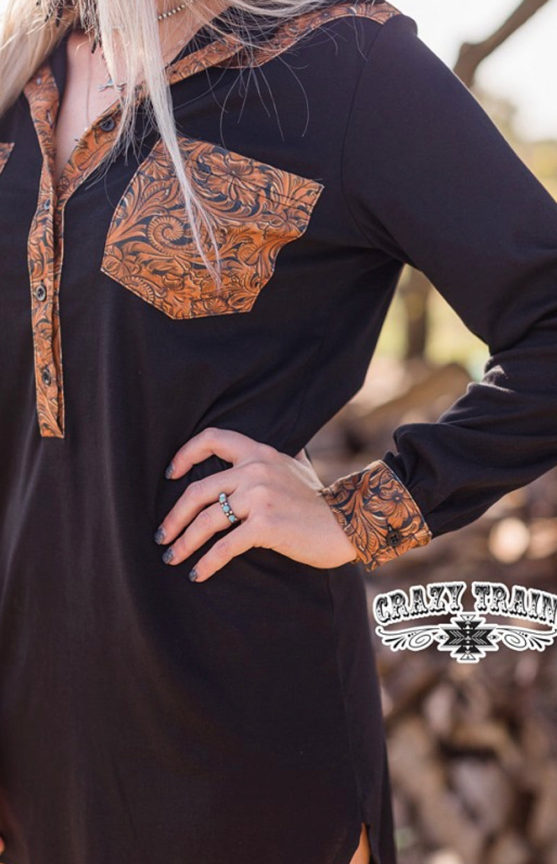 Rodeo Rendezvous Tooled Tunic Top or Dress - Also in Plus Size