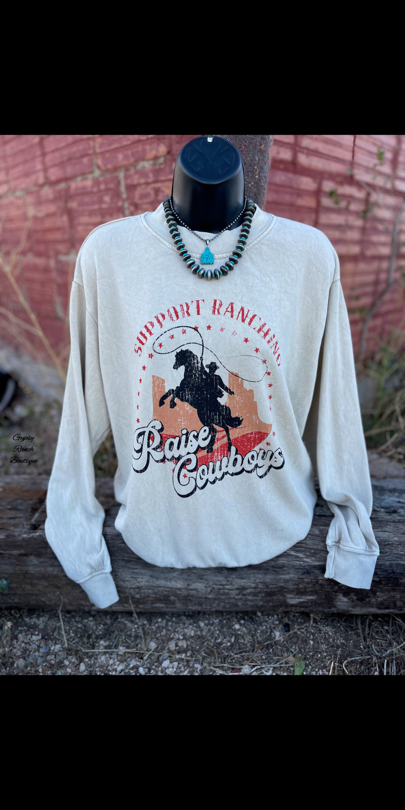 Raise Cowboys Sweatshirt on Cream Pullover - Also in Plus Size